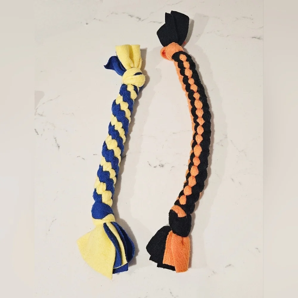 Colorful Braided Fleece Dog Toys Set Of 2
